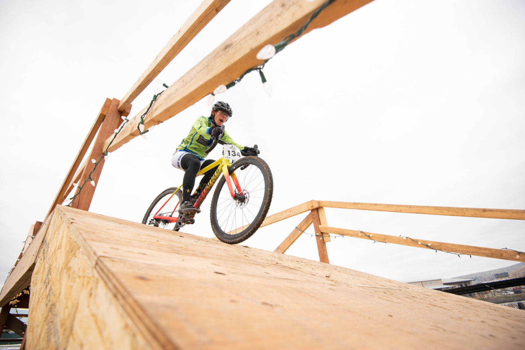 Joey Lenaburg rides down the big ramp